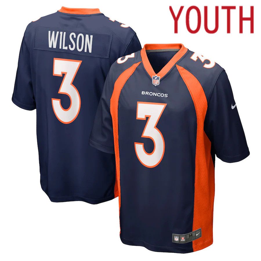 Youth Denver Broncos 3 Russell Wilson Nike Navy Alternate Game NFL Jersey